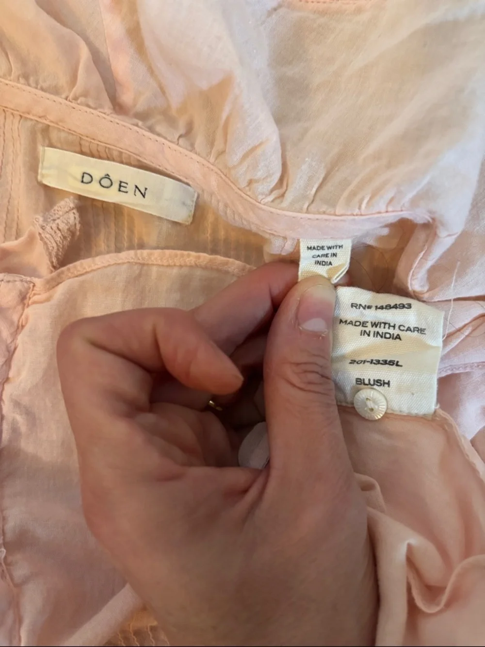 Doen Pale Pink Ruffled V-Neck Blouse - Picture 10 of 16